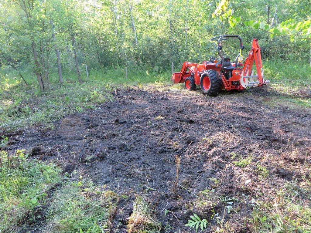 Excavator brush rake
