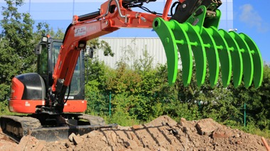 What can the Excavator brush rake be used in