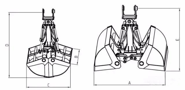 hydraulic clamshell bucket