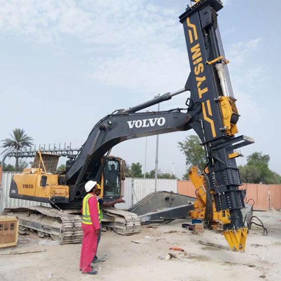 excavator with telescopic boom