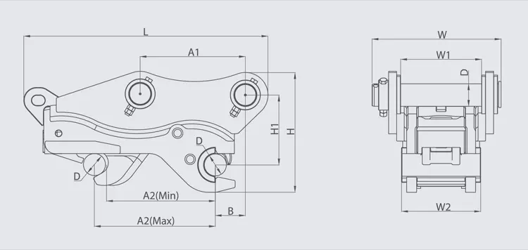 Digger Manual Quick Hitch Drawing