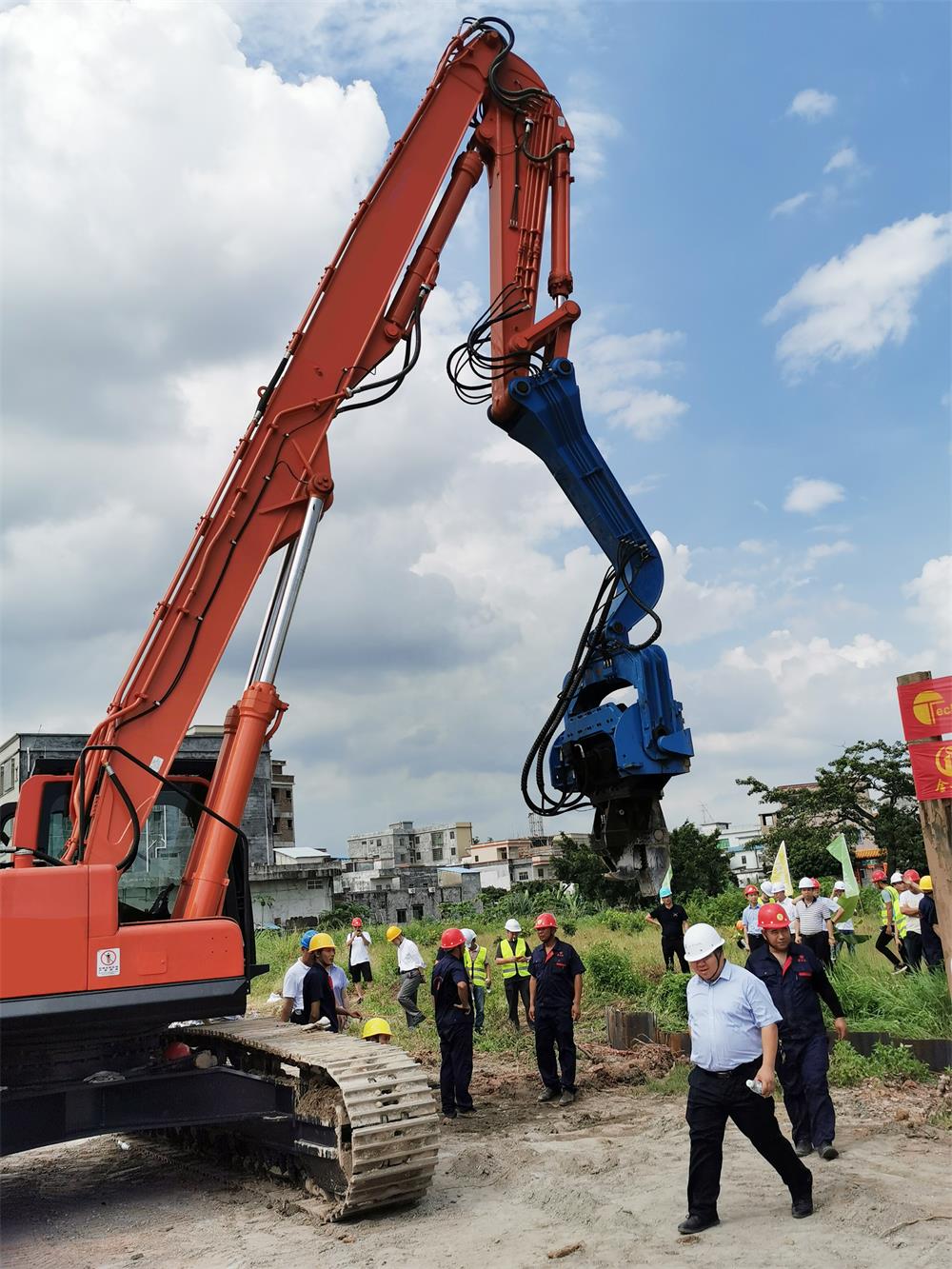 excavator piling arm modification