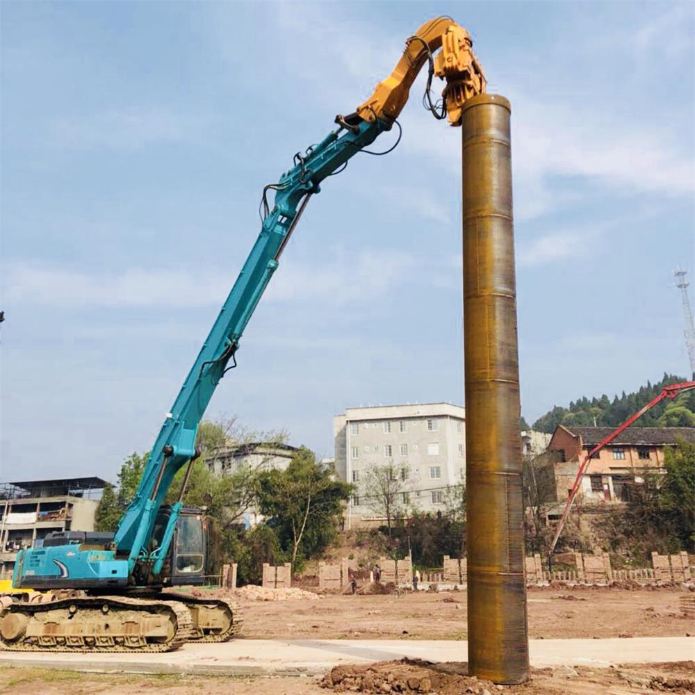 excavator sheet pile driving long boom