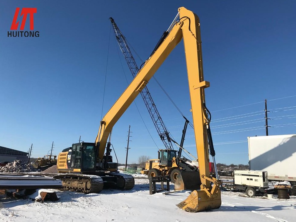 This construction needs to be completed by the long arm of the excavator